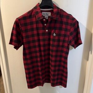 Original Penguin Red and Black Buffalo Plaid Polo